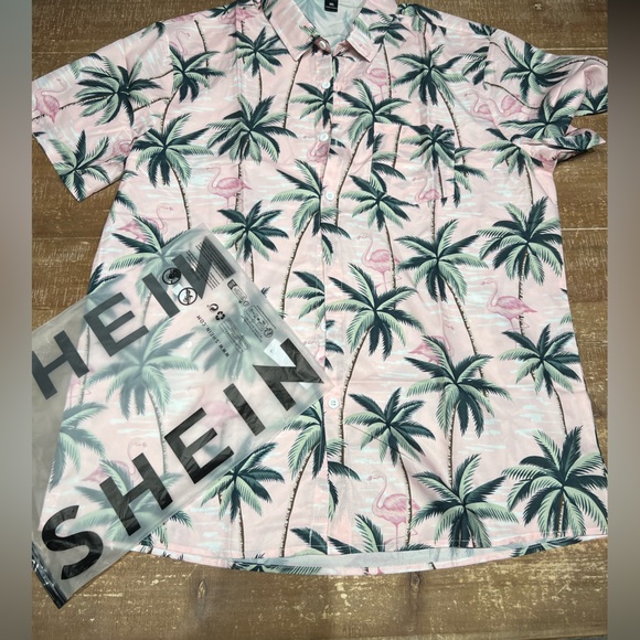 Men’s Flamingo & Tree Print Hawaiian Shirt - Picture 7 of 12